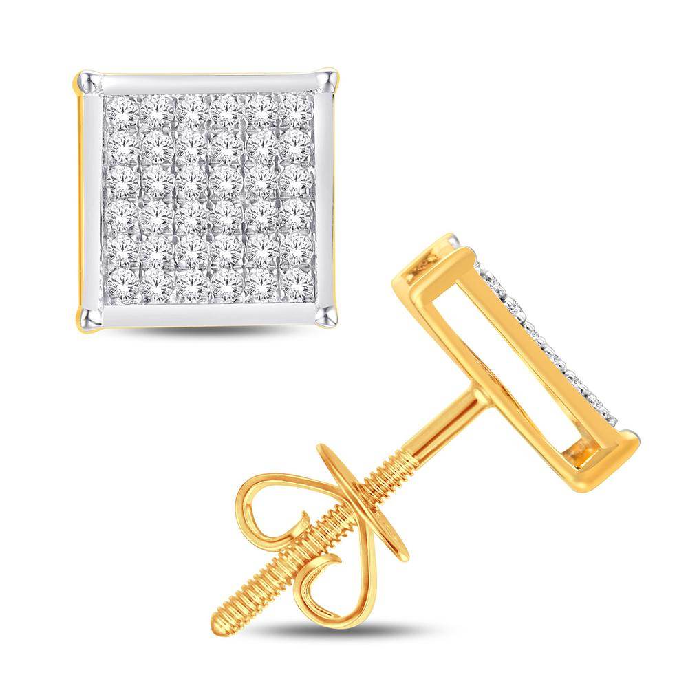 10 Karat Yellow Gold 0.05 Carat Diamonds Square Earrings-0124101-YG - Norma's Jewelry