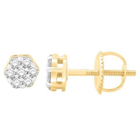 10 Karat Yellow Gold 0.25 Carat Diamonds Flower Earrings-0132203-YG - Norma's Jewelry