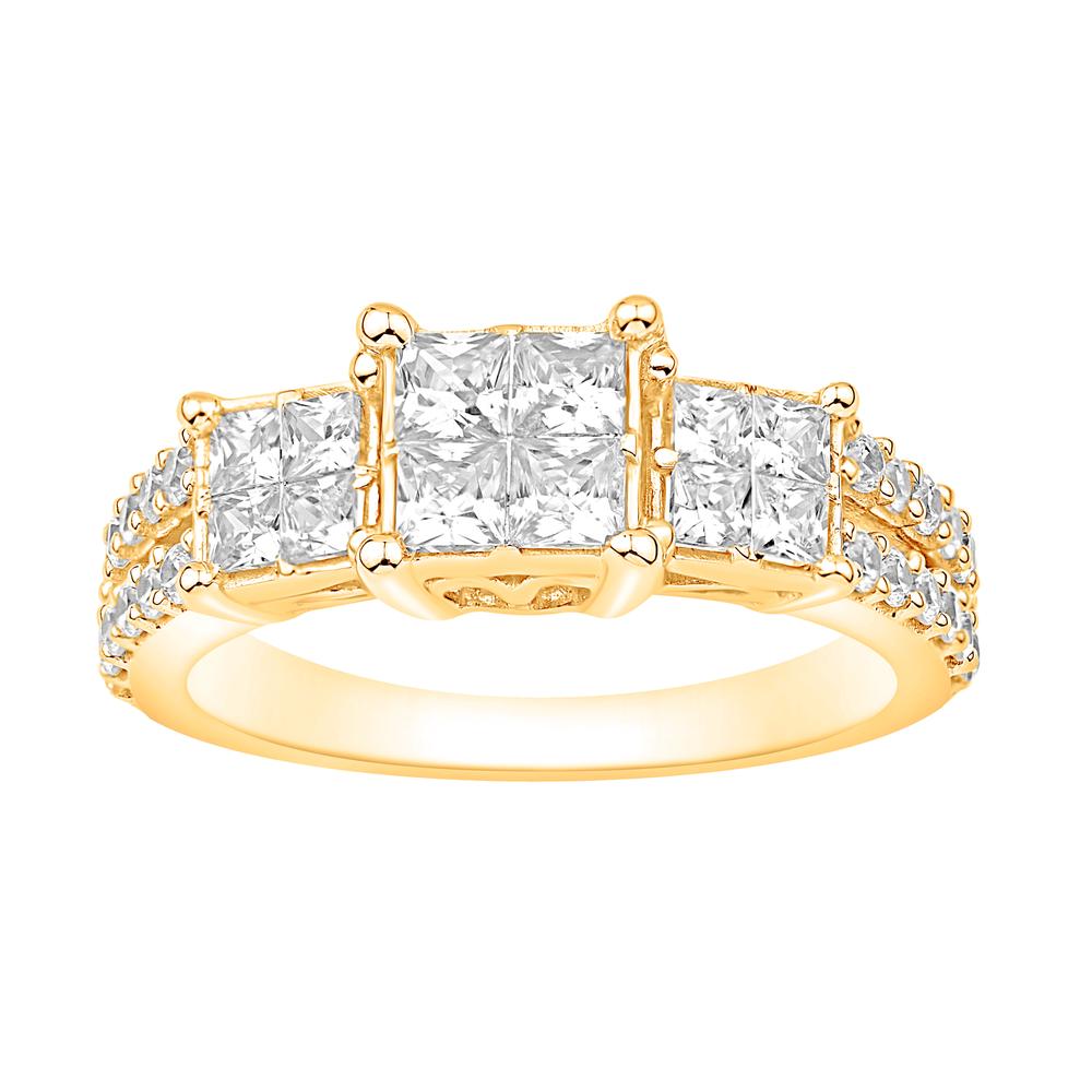 14 Karat Yellow Gold 1.51 Carat Diamonds Princess Cut Diamond Ladies Ring-0232248-YG