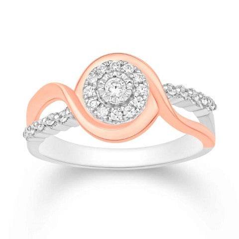 14 Karat Two-Tone (White and Rose) 0.21 Carat Diamonds Bypass Ladies Ring-0232279-WR - Norma's Jewelry