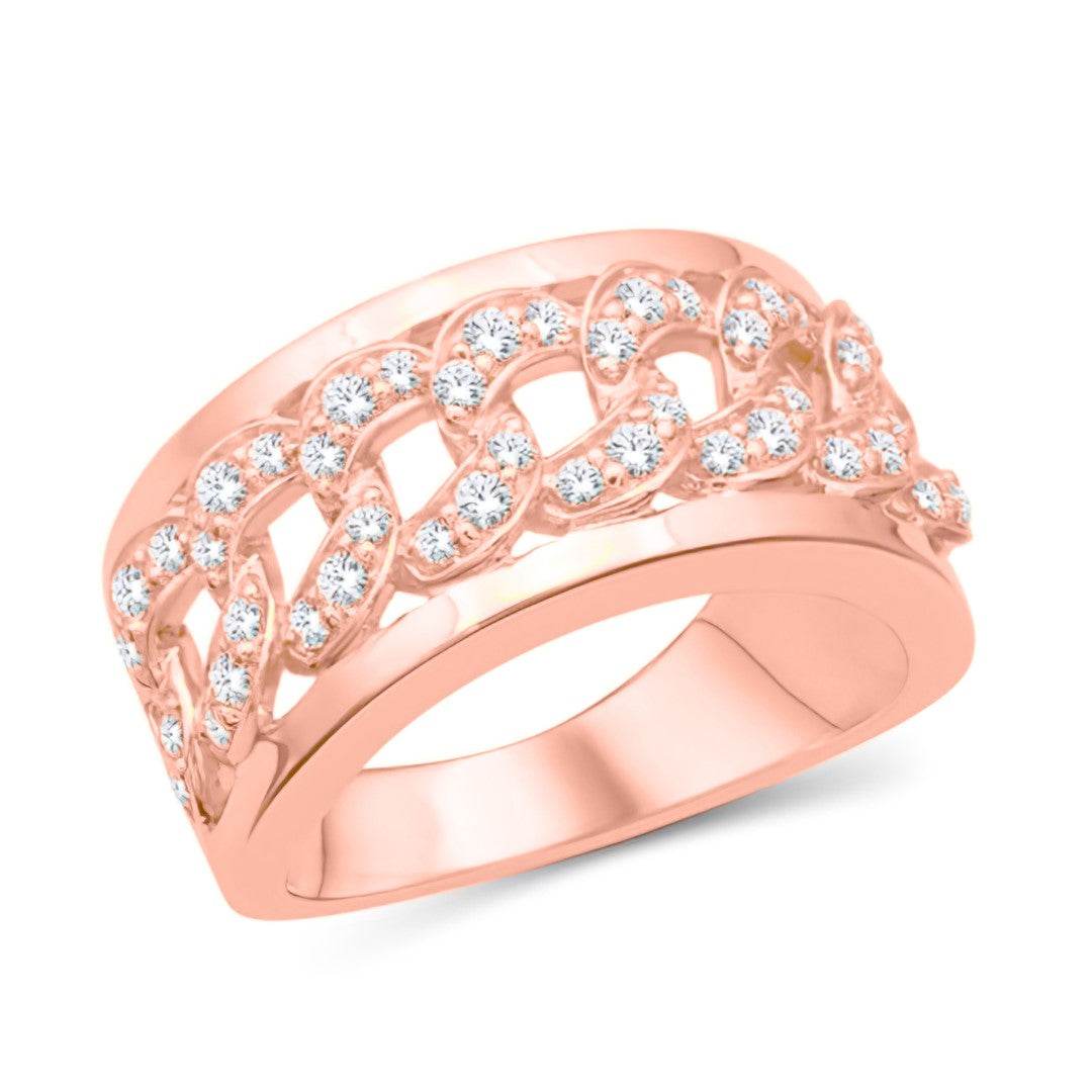 10 Karat All Rose Gold 1.00 Carat Diamonds Cuban Link Men's Band-0625106-ALR - Norma's Jewelry