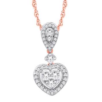 10 Karat Rose Gold 0.25 Carat Diamonds Heart Pendant-0825243-RG - Norma's Jewelry