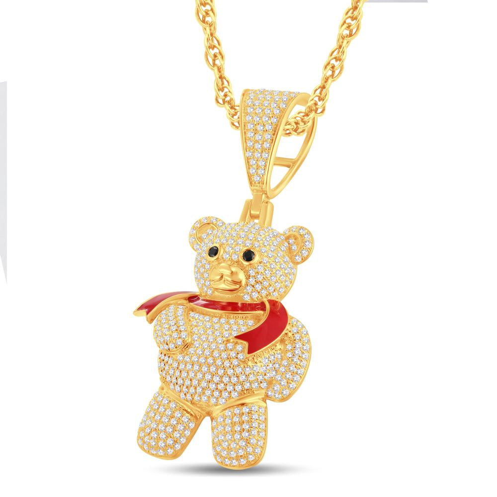 10 Karat All Yellow Gold 1.08 Carat Diamonds Teddy Bear HipHop Pendant-1026319-ALY