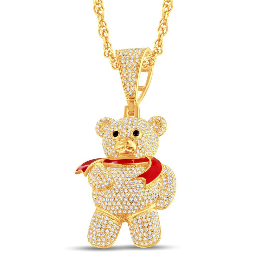 10 Karat All Yellow Gold 1.08 Carat Diamonds Teddy Bear HipHop Pendant-1026319-ALY