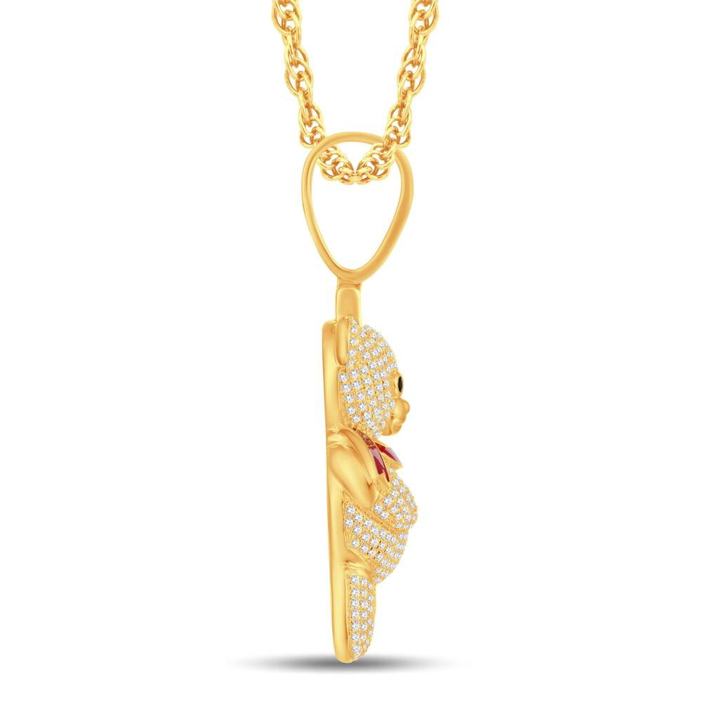10 Karat All Yellow Gold 1.08 Carat Diamonds Teddy Bear HipHop Pendant-1026319-ALY