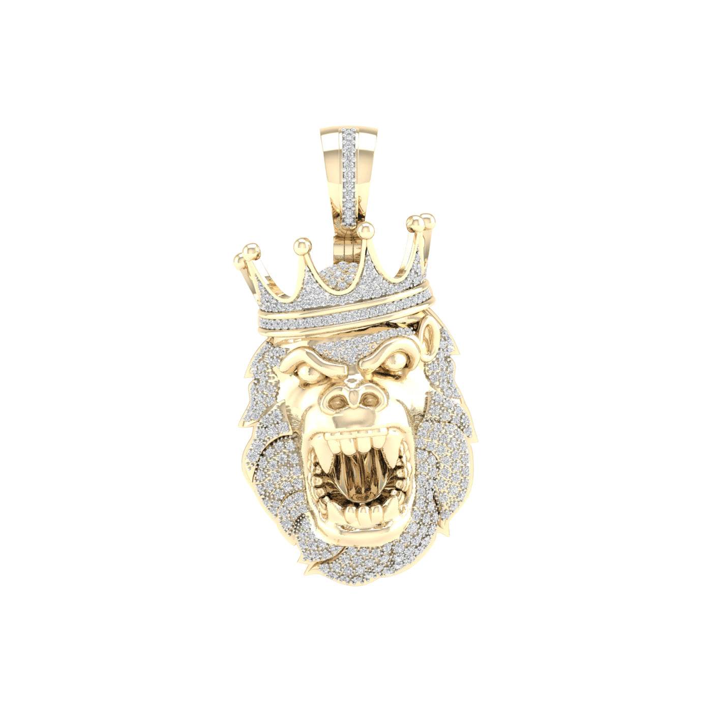 10 Karat Yellow Gold 0.75 Carat Diamonds King Kong HipHop Pendant-1027009-YG - Norma's Jewelry