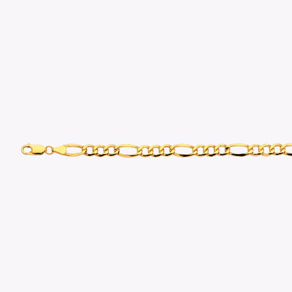 10K 6.5MM YELLOW GOLD HOLLOW FIGARO 7" CHAIN BRACELET (AVAILABLE IN LENGTHS 7" - 30")