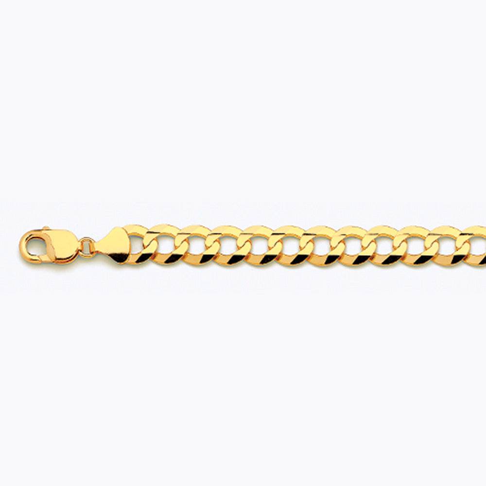 14K 11MM YELLOW GOLD SOLID CURB 7.5" CHAIN BRACELET (AVAILABLE IN LENGTHS 7" - 30")