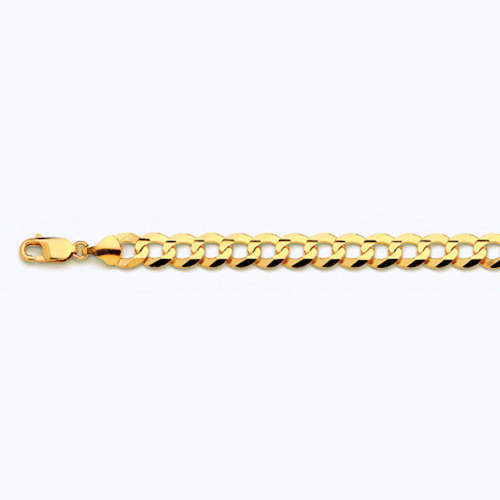 14K 9.5MM YELLOW GOLD SOLID CURB 16" CHAIN NECKLACE (AVAILABLE IN LENGTHS 7" - 30")