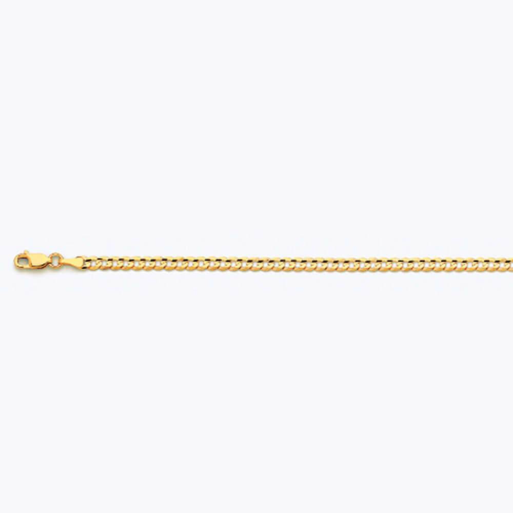 10K 3.5MM YELLOW GOLD SOLID CURB 9" CHAIN BRACELET (AVAILABLE IN LENGTHS 7" - 30")