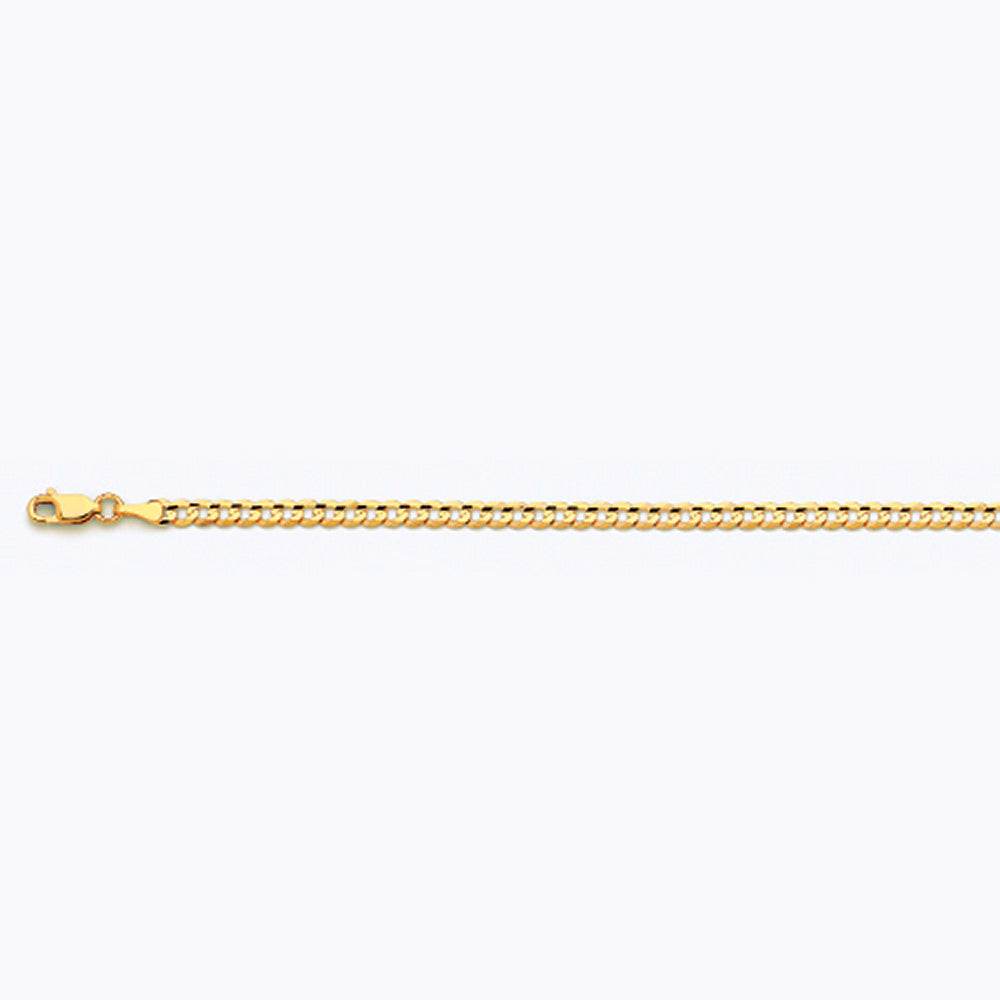 14K 3.5MM YELLOW GOLD SOLID CURB 22" CHAIN NECKLACE (AVAILABLE IN LENGTHS 7" - 30")