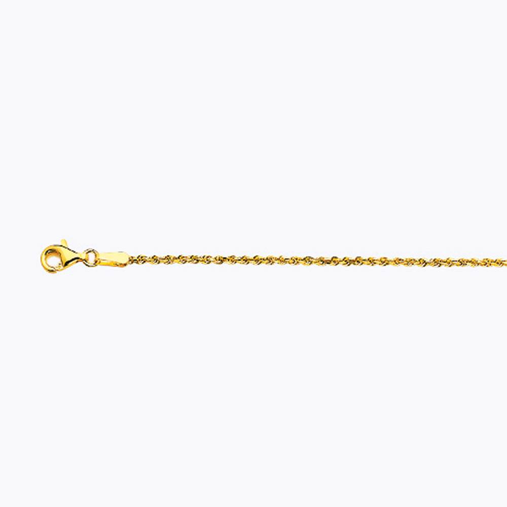 14K 1.5MM YELLOW GOLD SOLID DC ROPE 7.5" CHAIN BRACELET (AVAILABLE IN LENGTHS 7" - 30")