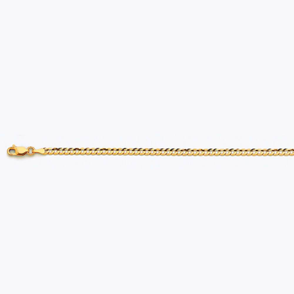 10K 3MM YELLOW GOLD SOLID CURB 7.5" CHAIN BRACELET (AVAILABLE IN LENGTHS 7" - 30")