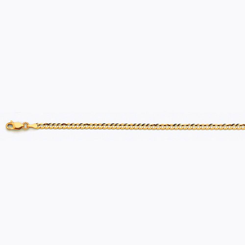 14K 3MM YELLOW GOLD SOLID CURB 16" CHAIN NECKLACE (AVAILABLE IN LENGTHS 7" - 30")