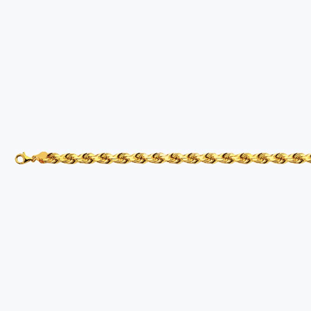 10K 8MM YELLOW GOLD SOLID DC ROPE 8" CHAIN BRACELET (AVAILABLE IN LENGTHS 7" - 30")