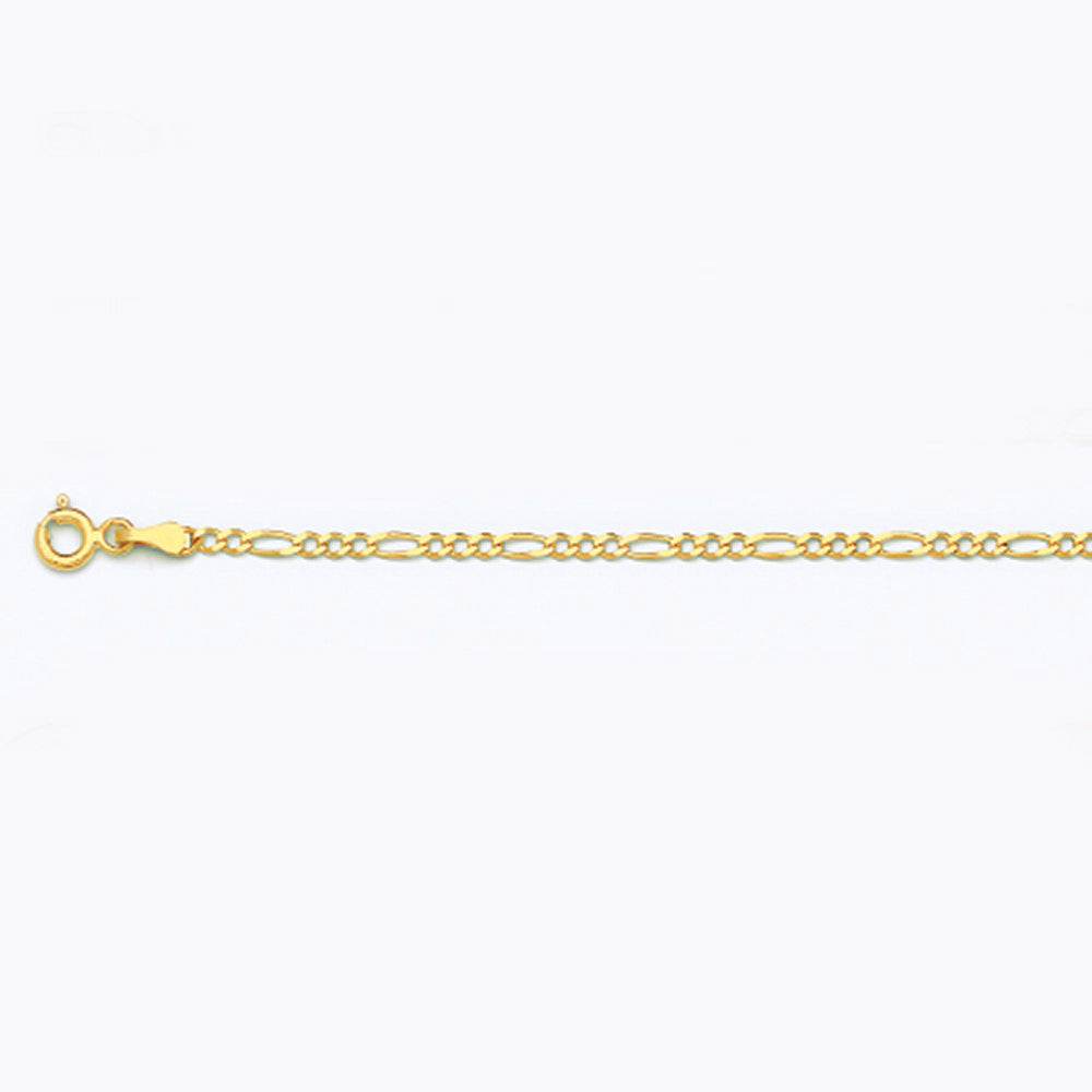 10K 2MM YELLOW GOLD SOLID FIGARO 26" CHAIN NECKLACE (AVAILABLE IN LENGTHS 7" - 30")