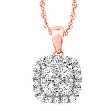 14 Karat Rose Gold 0.25 Carat Diamonds Cushion Pendant-1625041-RG - Norma's Jewelry