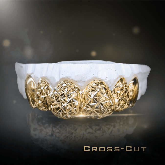6 Teeth Gold Grillz - 6 Tops or Bottoms (Cross Cuts) - Norma's Jewelry