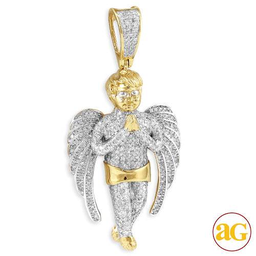 10KY 1.30CTW DIAMOND ANGEL PENDANT WITH PRAYING - Norma's Jewelry