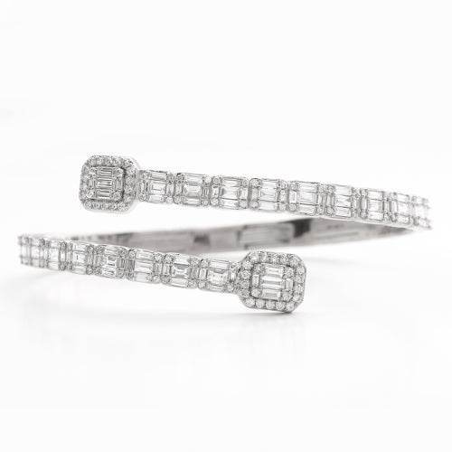 14KW 8.15CTW DIAMOND CUFF BRACELET - BAGUETTE & - Norma's Jewelry