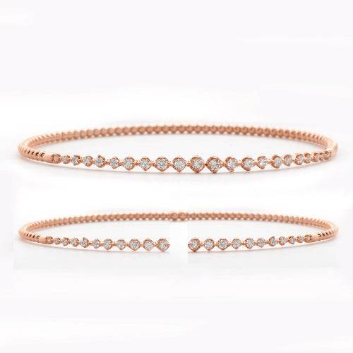 14KR 0.65CTW DIAMOND OPEN CUFF BANGLE - 4 PRONG - Norma's Jewelry