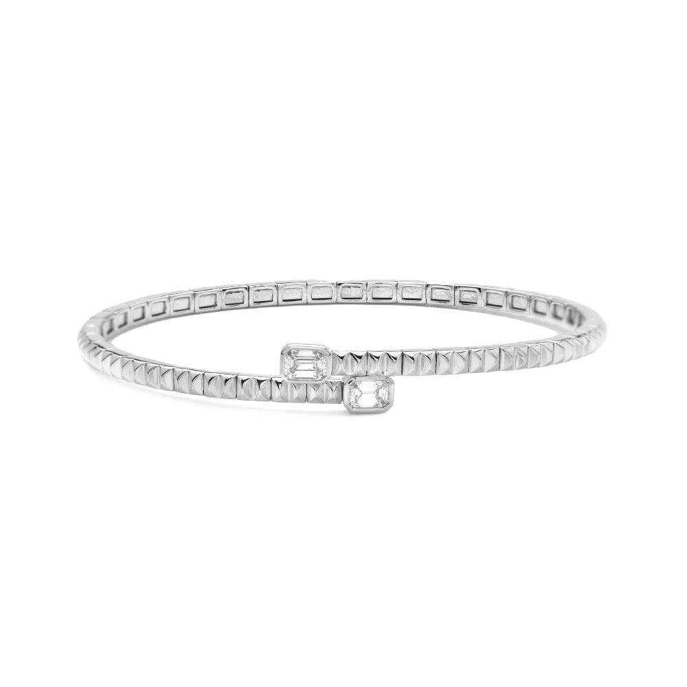14KW 0.65CTW DIAMOND FLEXIBLE CUFF BANGLE - Norma's Jewelry