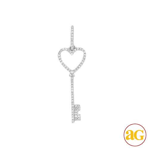 14KW 0.20CTW DIAMOND HEART KEY PENDANT - Norma's Jewelry