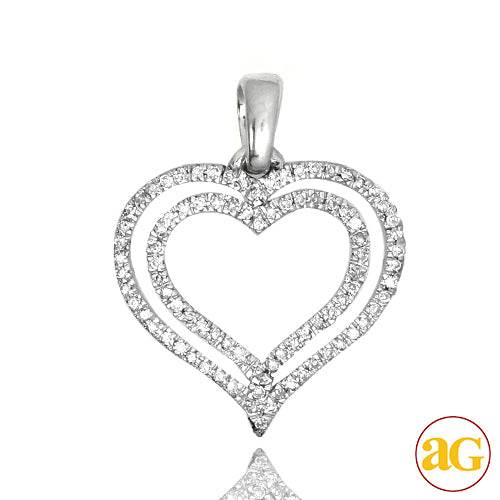 14KW 0.20CTW DIAMOND DOUBLE HEART PENDANT - Norma's Jewelry