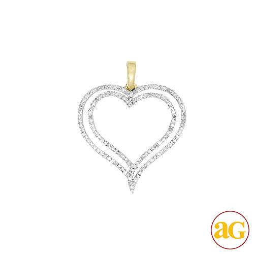 14KY 0.25CTW DIAMOND DOUBLE HEART PENDANT - Norma's Jewelry