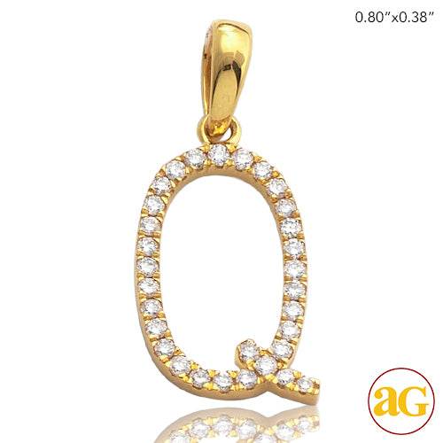 14KY 0.20CTW DIAMOND INIDIAL PENDANT - Norma's Jewelry