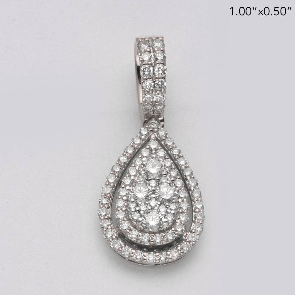 14KW 1.00CTW DIAMOND PEAR CLUSTER PENDANT - Norma's Jewelry