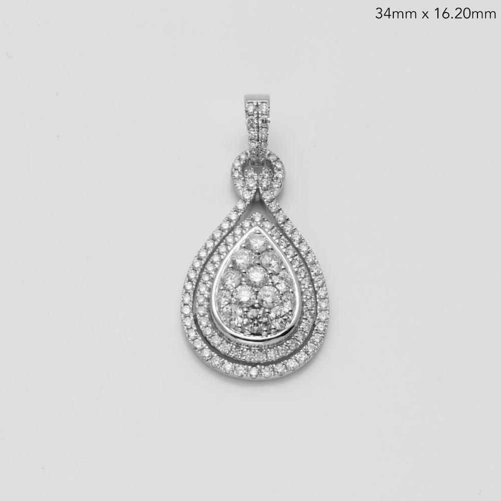 14KW 1.55CT DIAMOND TEARDROP SHAPE PENDANT - Norma's Jewelry