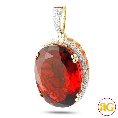 10KY 0.25CTW DIAMOND PENDANT WITH 30.95CT SYNTHETI - Norma's Jewelry
