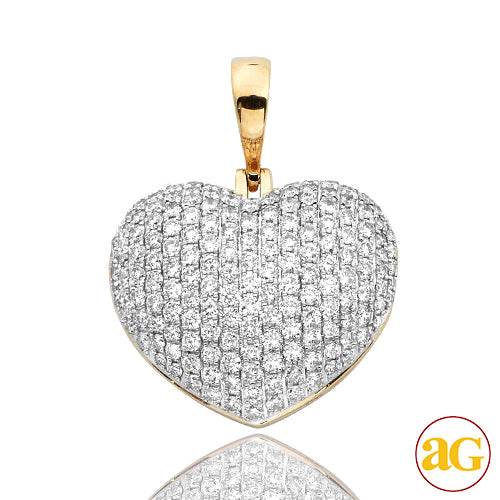 14KY 2.25CTW DIAMOND PUFFED HEART PENDANT - Norma's Jewelry