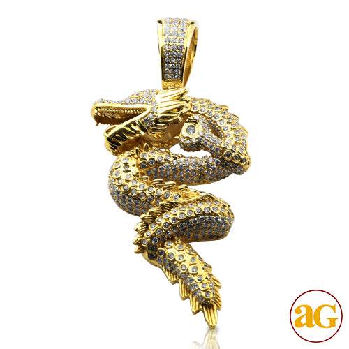 14KY 7.25CTW DIAMOND CHINESE DRAGON PENDANT - Norma's Jewelry