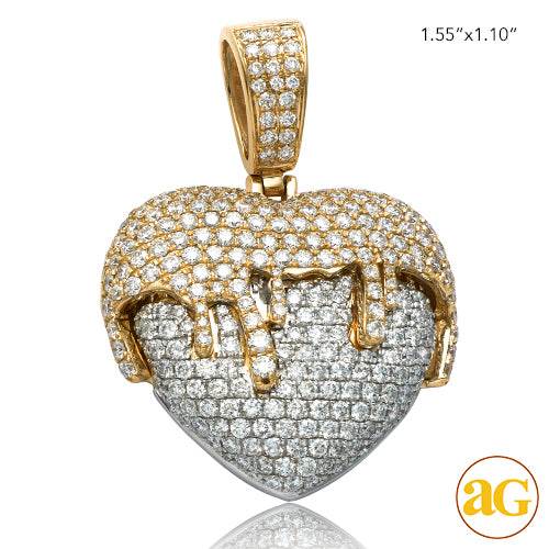14KY+W 4.00CTW DIAMOND TWO TONE DRIPPING HEART - Norma's Jewelry