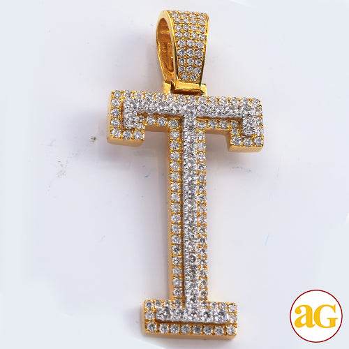 10KY+W 3.05CTW DIAMOND TWO TONE INITIAL PENDANT - Norma's Jewelry