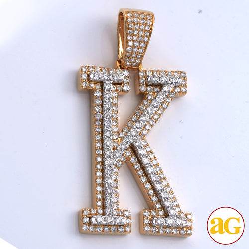 10KY+W 4.25CTW TWO TONE DIAMOND INITIAL PENDANT - Norma's Jewelry