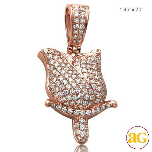 14KR 1.50CTW DIAMOND ROSE PENDANT - Norma's Jewelry