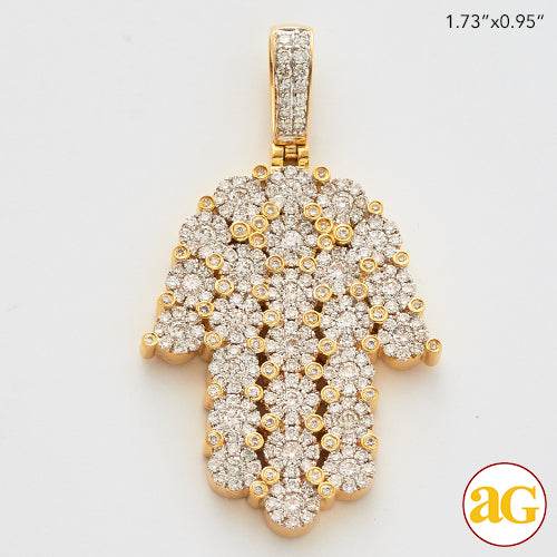 14KY 2.10CTW DIAMOND ROUND CLUSTER HAMZA PENDANT - Norma's Jewelry