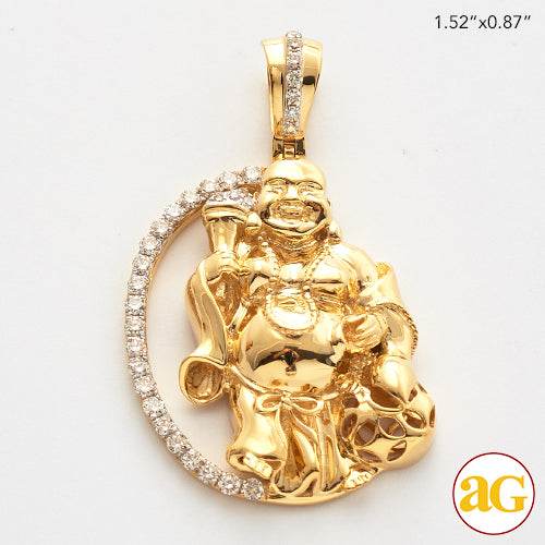 10KY 0.50CTW DIAMOND FAT STANDING BUDDHA PENDANT - Norma's Jewelry