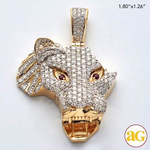 10KY 3.50CTW DIAMOND AFRICA SHAPED LION HEAD - Norma's Jewelry