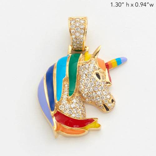 10KY 1.00CTW DIAMOND UNICORN PENDANT - Norma's Jewelry
