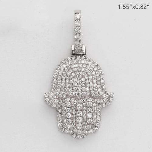 14KW 2.50CTW DIAMOND 3D HAMZA PENDANT - Norma's Jewelry