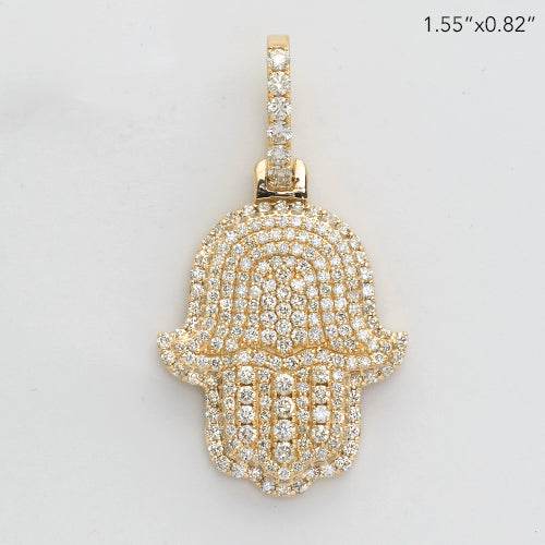 14KY 2.50CTW DIAMOND 3D HAMZA PENDANT - Norma's Jewelry