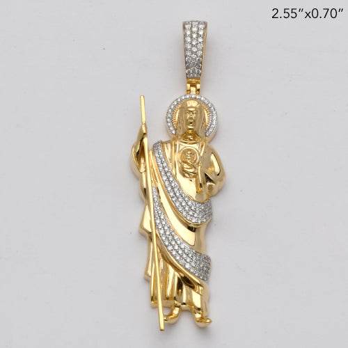 14KY 0.80CTW DIAMOND ST. JUDE PENDANT W/ HALO - Norma's Jewelry