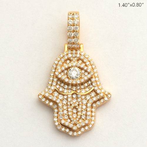 14KY 1.60CTW DIAMOND 3D HAMZA PENDANT - Norma's Jewelry
