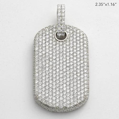 14KW 15.50CTW DIAMOND DOGTAG PENDANT WITH SIDE - Norma's Jewelry