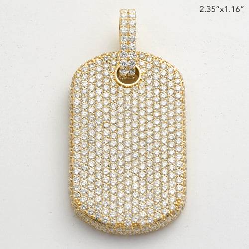 14KY 15.50CTW DIAMOND DOGTAG PENDANT WITH SIDE - Norma's Jewelry