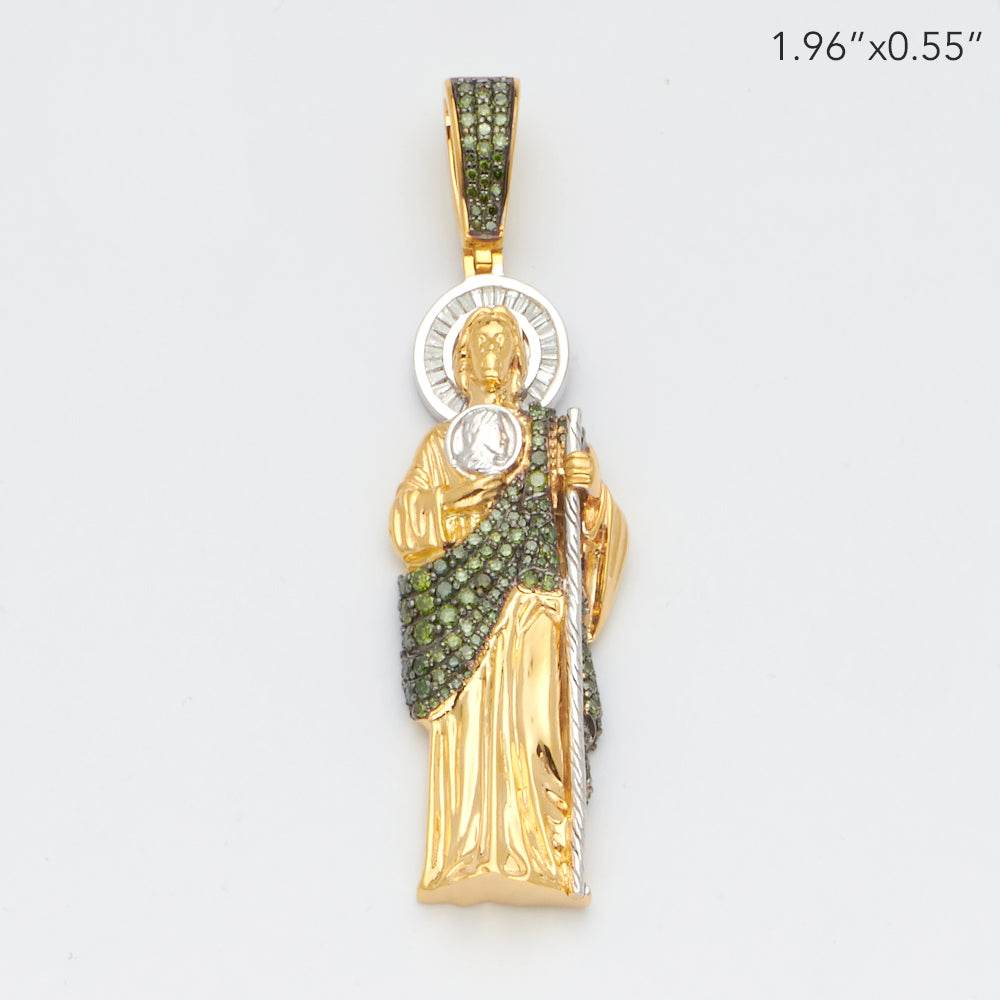14KY+W 0.85CTW GREEN AND BAGUETTE DIAMOND ST. JUDE - Norma's Jewelry